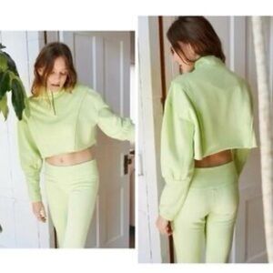 UO OUT FROM UNDER Lime Green Cropped Sweatshirt